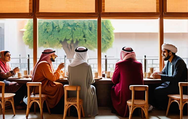 스몰 데이터 활용을 위한 네트워킹 전략 - **Prompt:** A group of diverse individuals, dressed in modern and traditional Arab attire, are gathe...