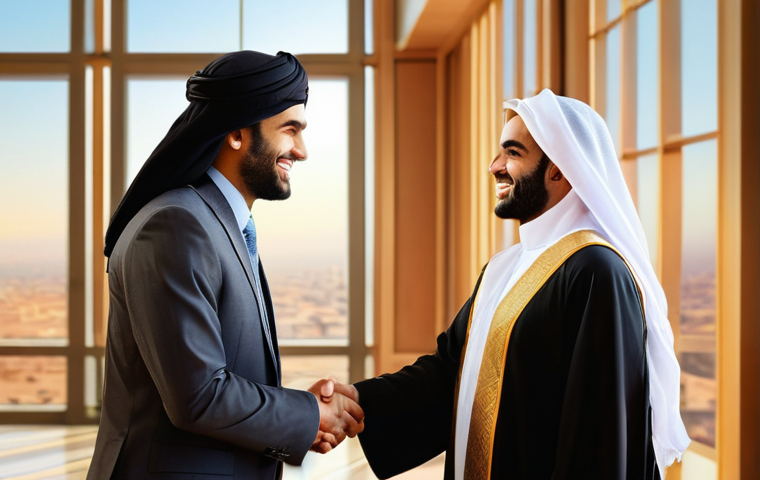 스몰 데이터 활용을 위한 네트워킹 전략 - **Prompt:** A group of diverse individuals, dressed in modern and traditional Arab attire, are gathe...