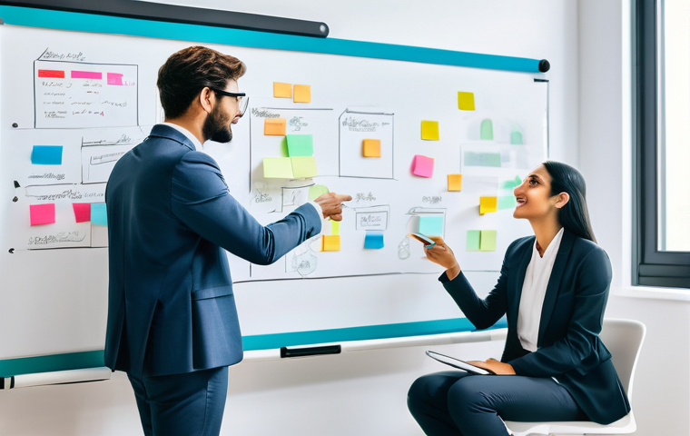 스몰 데이터 활용을 위한 네트워킹 전략 - **Prompt:** A close-up shot of two individuals, professionally dressed in a mix of elegant modern su...