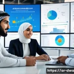 Home 22 스몰 데이터와 고객 경험 개선 - A modern Middle Eastern business office scene showing a diverse Arab marketing team analyzing detail...