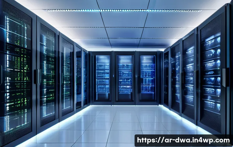 스몰 데이터 처리와 저장 방법 - A modern data center environment with Arabic calligraphy subtly integrated into digital screens disp...
