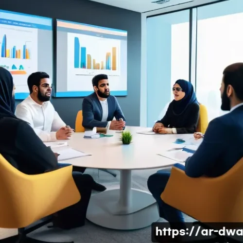 Home 31 스몰 데이터 활용을 위한 데이터 수집 방법 - A detailed scene of a Middle Eastern marketing professional conducting a focus group in a modern off...